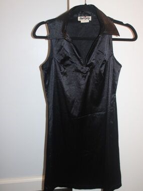 Vintage 90s Swing Black Satin Mini Dress – Small 🖤